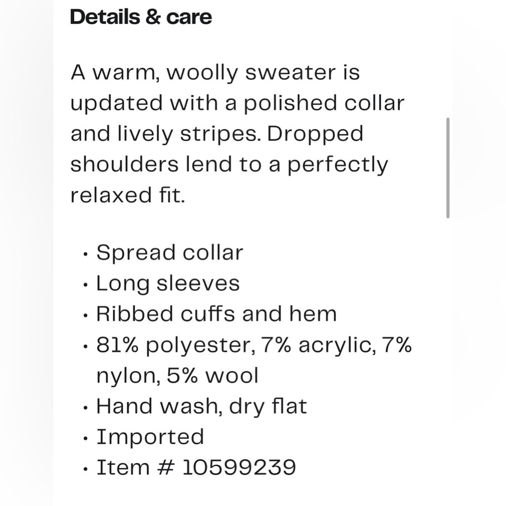 Steve Madden Navy and White Designer Collar Striped Sweater Women’s Medium - Picture 15 of 15